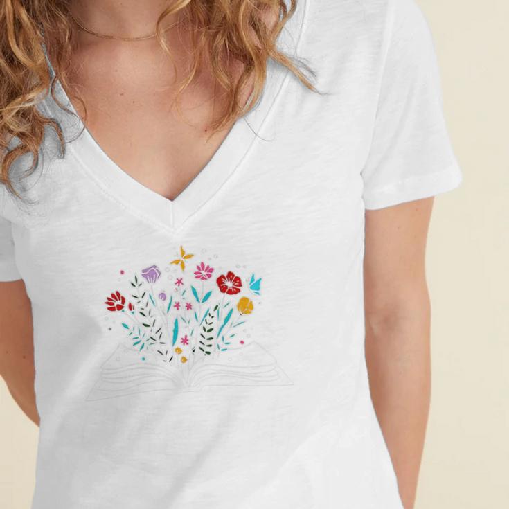 1985 Chapter Forty 40th Birthday Books Themed 40 Year Old Women's Jersey Short Sleeve Deep V-Neck Tshirt
