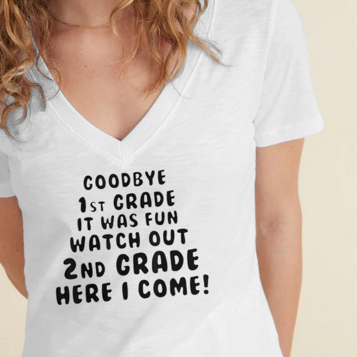 1st First Grade Graduation Tshirt Moving On To 2nd Grade Women's Jersey Short Sleeve Deep V-Neck Tshirt