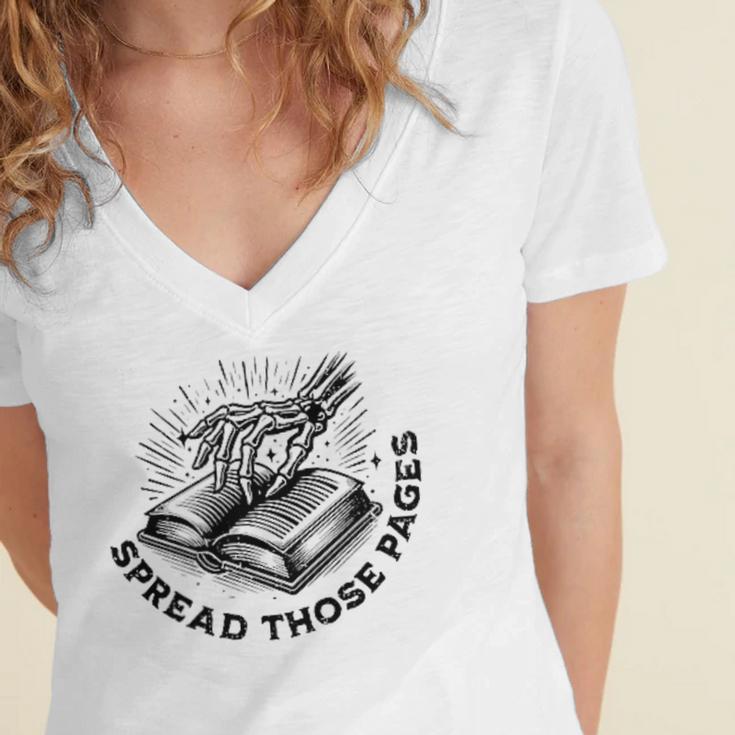 2 SIDES I Look Better Bent Over A Book Saying Quote Women's Jersey Short Sleeve Deep V-Neck Tshirt 2 SIDES I Look Better Bent Over A Book Saying Quote Women's Jersey Short Sleeve Deep V-Neck Tshirt