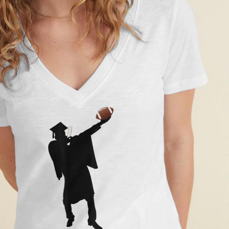 2019 Football Graduation Dab Shirt- Dabbing Graduate Women's Jersey Short Sleeve Deep V-Neck Tshirt