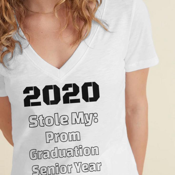 2020 Stole My Prom Graduation Senior Year Class Of 2020 Women's Jersey Short Sleeve Deep V-Neck Tshirt