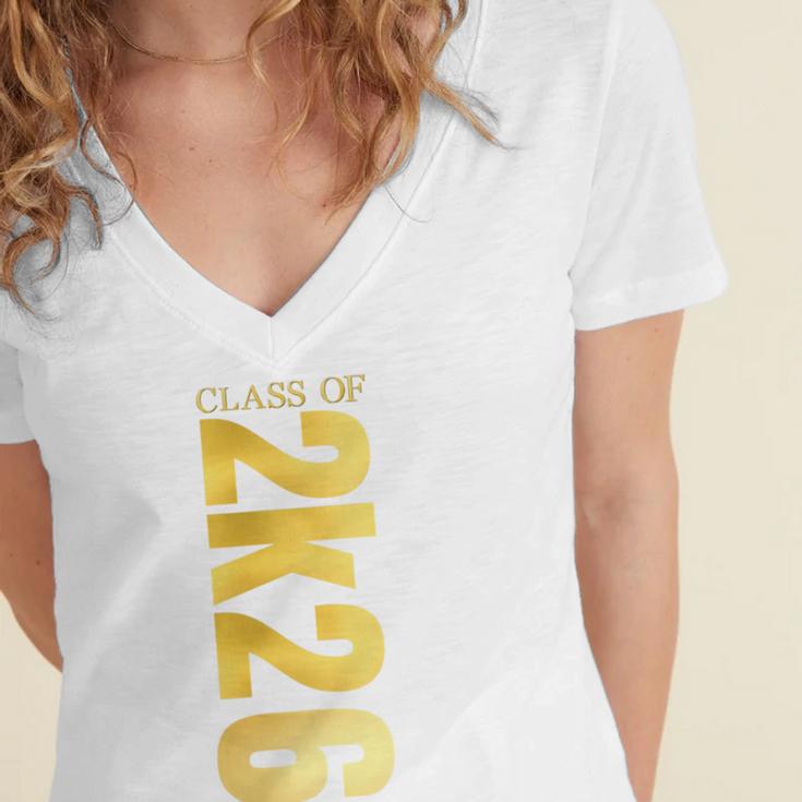2K26 Class Of 2026 Graduation College Senior Back To School Premium Tri-Blend Women's Jersey Short Sleeve Deep V-Neck Tshirt