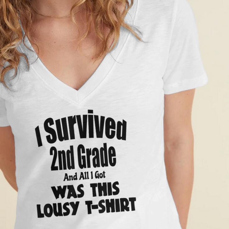 2nd Grade Graduation Boy Girl Graduate Education Women's Jersey Short Sleeve Deep V-Neck Tshirt