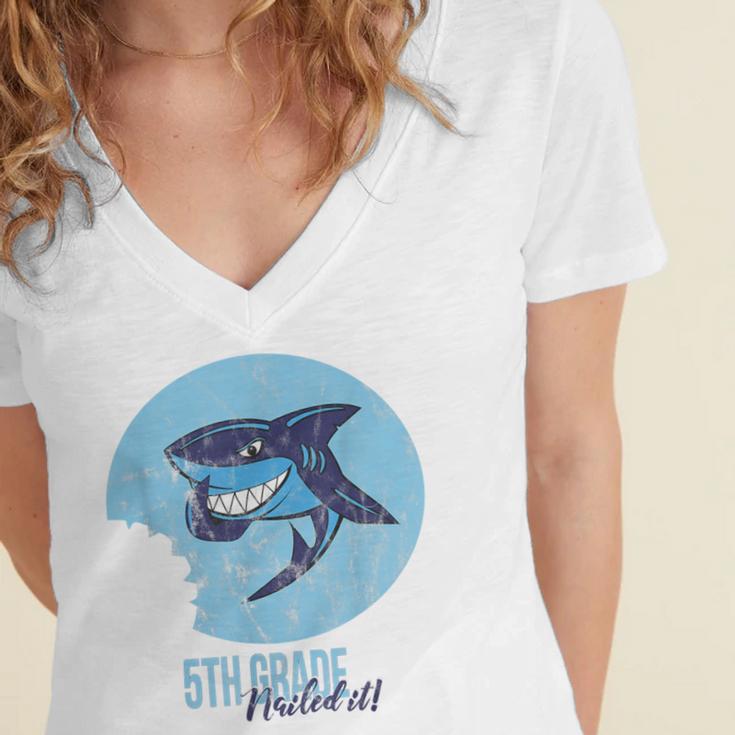 5th Grade Graduation Shirt Women's Jersey Short Sleeve Deep V-Neck Tshirt