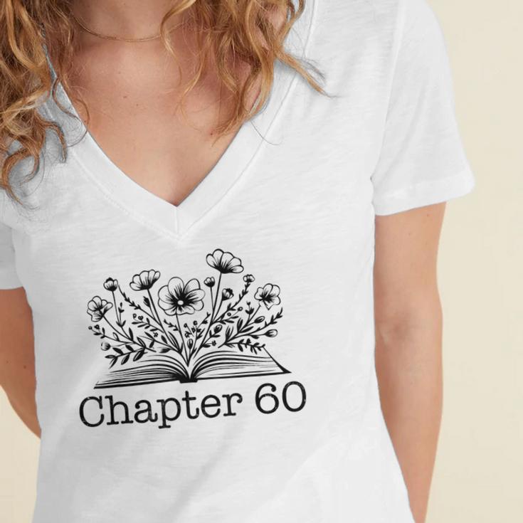 60th Birthday Chapter 60 Reading Book Lover Bookworm Women Women's Jersey Short Sleeve Deep V-Neck Tshirt 60th Birthday Chapter 60 Reading Book Lover Bookworm Women Women's Jersey Short Sleeve Deep V-Neck Tshirt