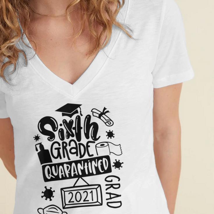 6th Grade Graduate 2021 Graduate Quarantine Sixth Graduation Women's Jersey Short Sleeve Deep V-Neck Tshirt