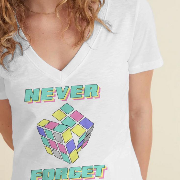 80s 90s Nostalgia Magic Cube Retro Party Costume Women's Jersey Short Sleeve Deep V-Neck Tshirt