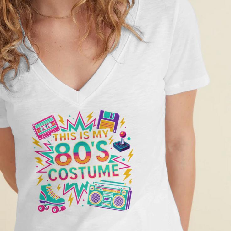 This Is My 80’s Costume Retro Nostalgia Women's Jersey Short Sleeve Deep V-Neck Tshirt This Is My 80’s Costume Retro Nostalgia Women's Jersey Short Sleeve Deep V-Neck Tshirt