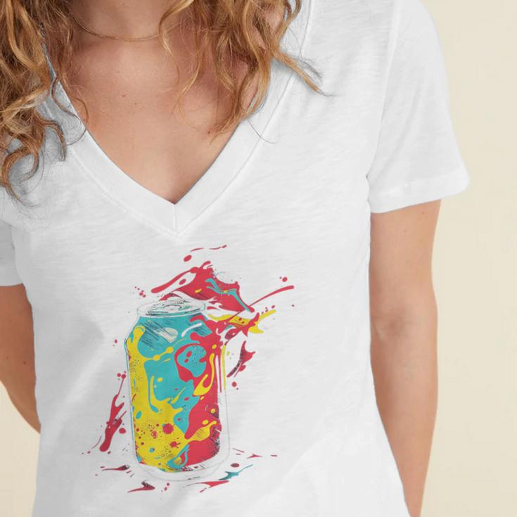 80s Nostalgia Soda Can Women's Jersey Short Sleeve Deep V-Neck Tshirt