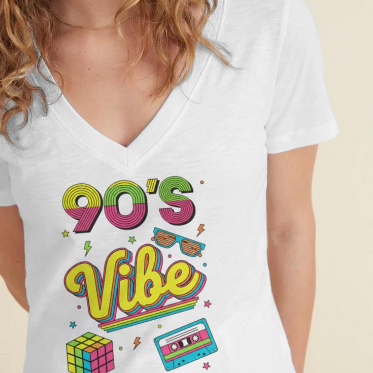 90s Nostalgia Retro Apparel 90'S Vibe Retro Women's Jersey Short Sleeve Deep V-Neck Tshirt 90s Nostalgia Retro Apparel 90'S Vibe Retro Women's Jersey Short Sleeve Deep V-Neck Tshirt