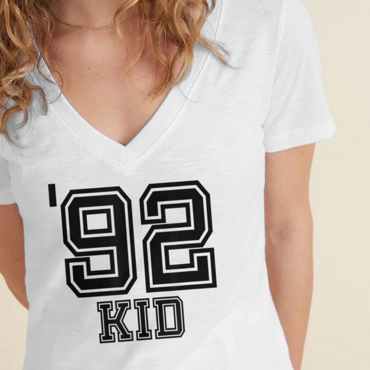 '92 Kid Perfect Vintage Retro Nostalgia Gear For Year 1992 Women's Jersey Short Sleeve Deep V-Neck Tshirt '92 Kid Perfect Vintage Retro Nostalgia Gear For Year 1992 Women's Jersey Short Sleeve Deep V-Neck Tshirt