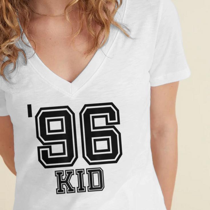'96 Kid Perfect Vintage Retro Nostalgia Gear For Year 1996 Women's Jersey Short Sleeve Deep V-Neck Tshirt '96 Kid Perfect Vintage Retro Nostalgia Gear For Year 1996 Women's Jersey Short Sleeve Deep V-Neck Tshirt