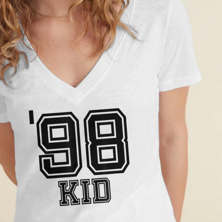'98 Kid Perfect Vintage Retro Nostalgia Gear For Year 1998 Women's Jersey Short Sleeve Deep V-Neck Tshirt