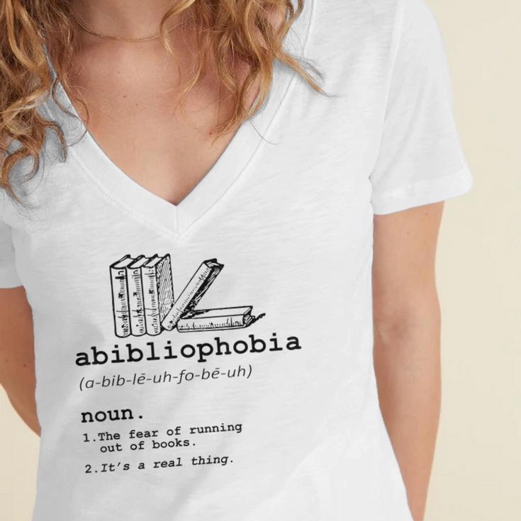 Abibliophobia The Fear Of Running Out Of Books Women's Jersey Short Sleeve Deep V-Neck Tshirt