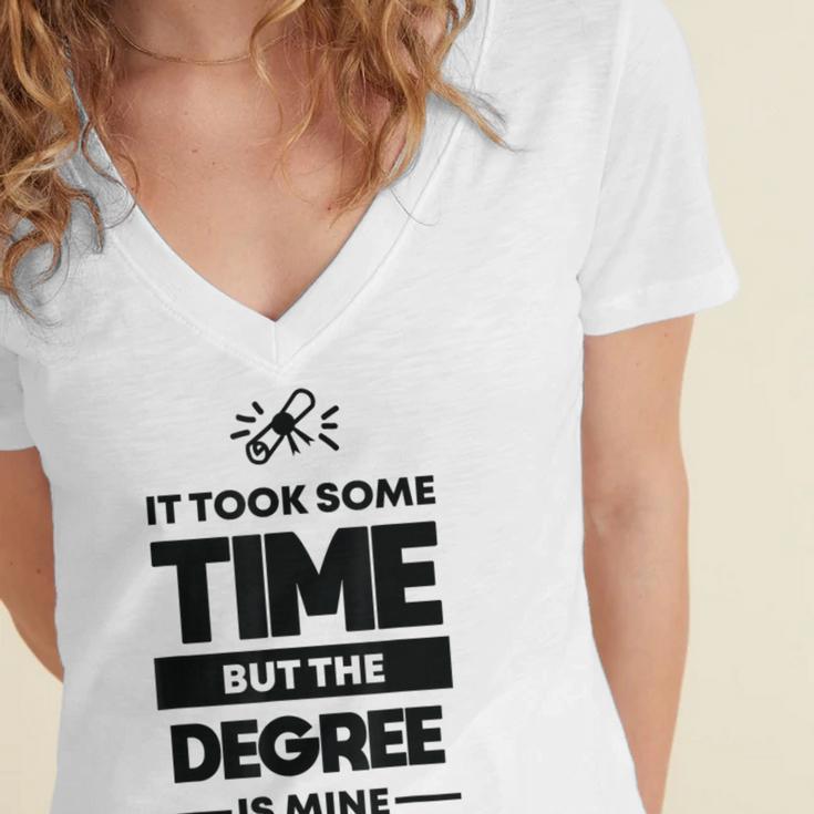 Adult College Graduation Women's Jersey Short Sleeve Deep V-Neck Tshirt