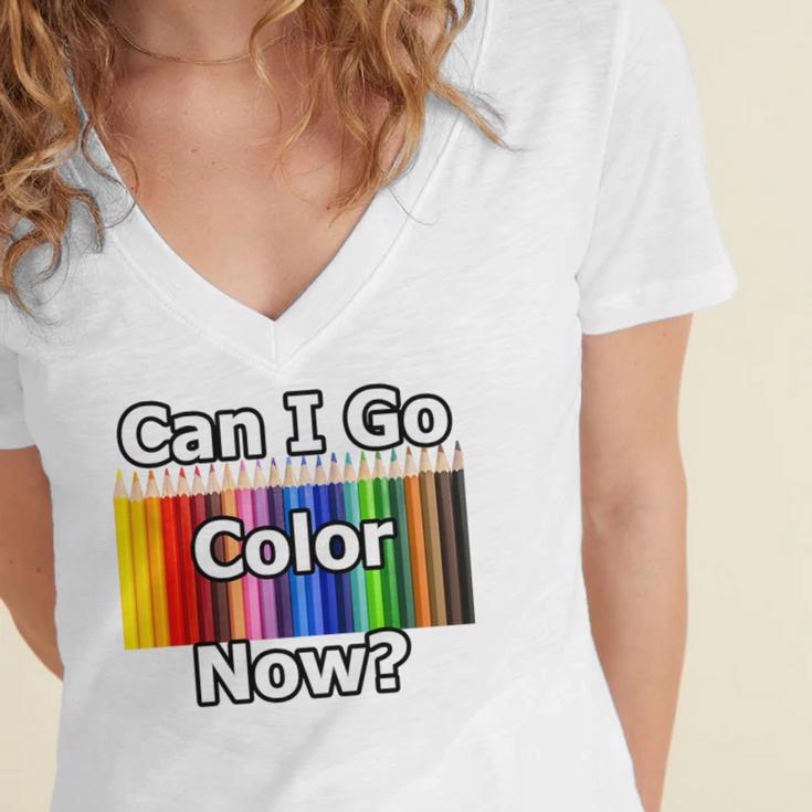 Adult Coloring Book Can I Go Color Now Women Men Adults Premium Tri-Blend Women's Jersey Short Sleeve Deep V-Neck Tshirt