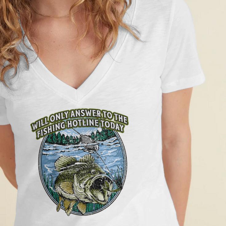 Answer To Fishing Hotline Introvert Humor Antisocial Raglan Baseball Tee Women's Jersey Short Sleeve Deep V-Neck Tshirt Answer To Fishing Hotline Introvert Humor Antisocial Raglan Baseball Tee Women's Jersey Short Sleeve Deep V-Neck Tshirt