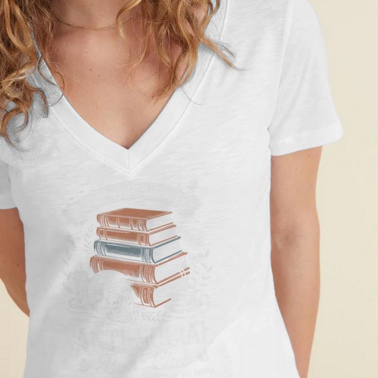 Anti-Social Book Club Reader Books & Coffee Dark Academia Premium Tri-Blend Women's Jersey Short Sleeve Deep V-Neck Tshirt