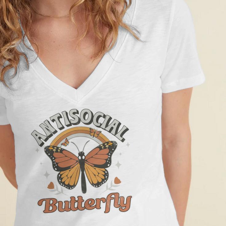 Antisocial Butterfly Tee For Introvert Men Women Girls Women's Jersey Short Sleeve Deep V-Neck Tshirt Antisocial Butterfly Tee For Introvert Men Women Girls Women's Jersey Short Sleeve Deep V-Neck Tshirt