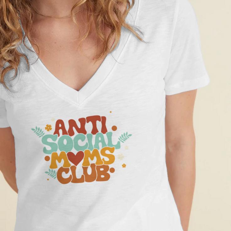 Antisocial Moms Club Introvert Mom Mothers Introverted Retro Women's Jersey Short Sleeve Deep V-Neck Tshirt Antisocial Moms Club Introvert Mom Mothers Introverted Retro Women's Jersey Short Sleeve Deep V-Neck Tshirt