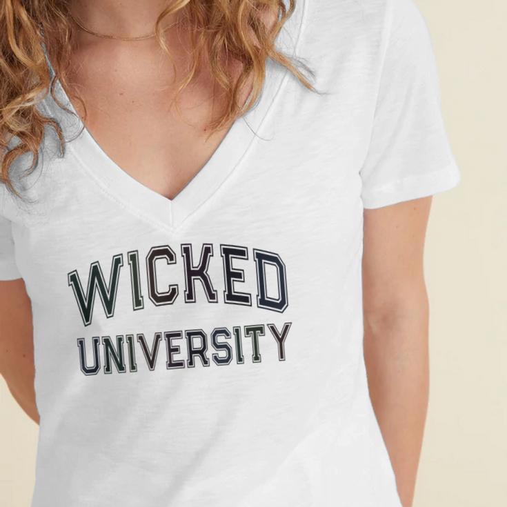 Antisocial WICKED UNIVERSITY Introvert Don't Call Me U Women's Jersey Short Sleeve Deep V-Neck Tshirt