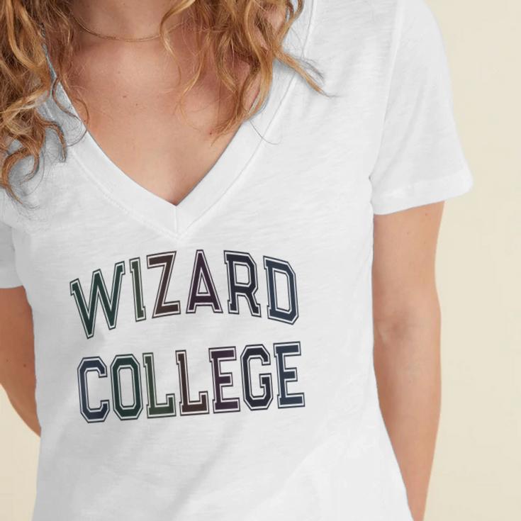 Antisocial WIZARD COLLEGE Introvert Don't Call Me Women's Jersey Short Sleeve Deep V-Neck Tshirt Antisocial WIZARD COLLEGE Introvert Don't Call Me Women's Jersey Short Sleeve Deep V-Neck Tshirt