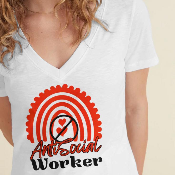 AntiSocial Worker Anti-Social Social Worker Introvert Women's Jersey Short Sleeve Deep V-Neck Tshirt AntiSocial Worker Anti-Social Social Worker Introvert Women's Jersey Short Sleeve Deep V-Neck Tshirt