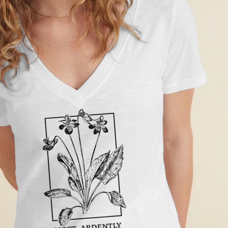 Most Ardently Book Lover Book Club Women's Jersey Short Sleeve Deep V-Neck Tshirt