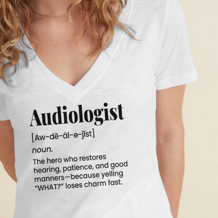 Audiologist Audiology Student Graduation Ear Doctor Women's Jersey Short Sleeve Deep V-Neck Tshirt