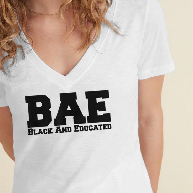 BAE And Educated Black History Month Graduation Women's Jersey Short Sleeve Deep V-Neck Tshirt
