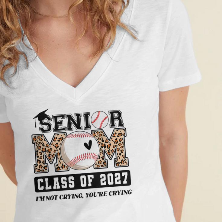 Baseball Senior Class Of 2027 Senior 2027 Graduation Women Women's Jersey Short Sleeve Deep V-Neck Tshirt