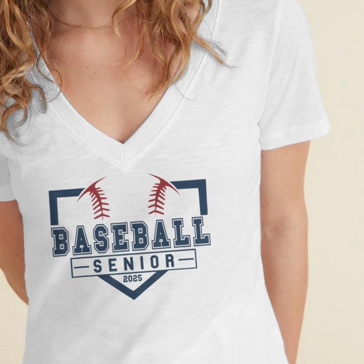 Baseball Senior Night Baseball Senior 2025 Graduation 50 Women's Jersey Short Sleeve Deep V-Neck Tshirt