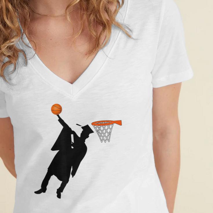 Basketball Slam Dunk Elementary Graduation 2025 6th Grade Women's Jersey Short Sleeve Deep V-Neck Tshirt