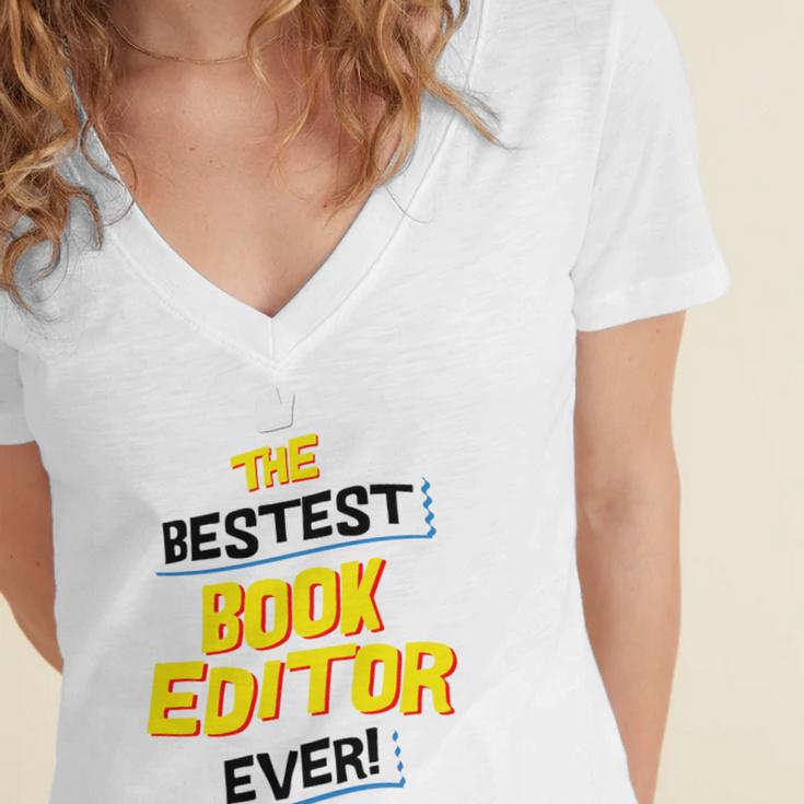 Best Book Editor Job Occupation Premium Tri-Blend Women's Jersey Short Sleeve Deep V-Neck Tshirt