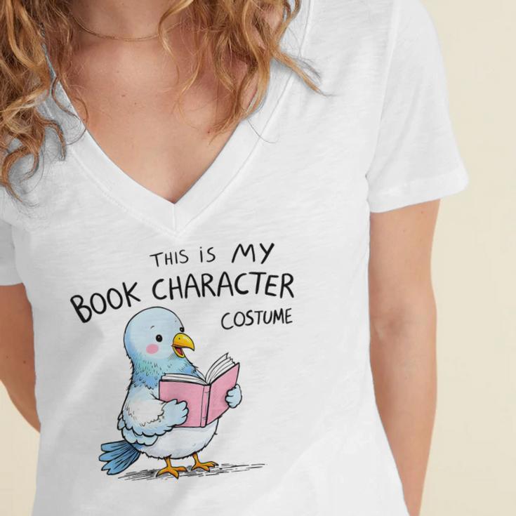 This Is My Book Character Costume I Pigeon Reading Tee Women's Jersey Short Sleeve Deep V-Neck Tshirt This Is My Book Character Costume I Pigeon Reading Tee Women's Jersey Short Sleeve Deep V-Neck Tshirt