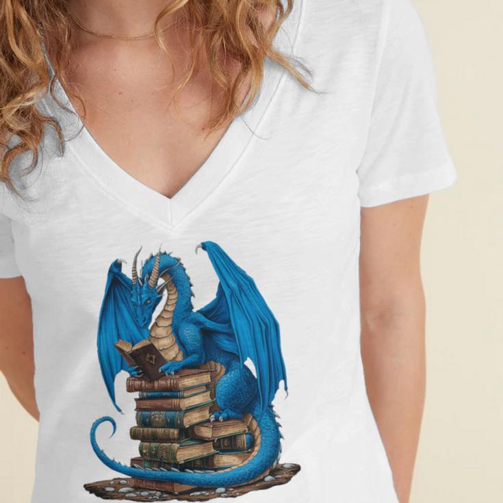 Book Lover Bookworm Reading Books Dragon Premium Tri-Blend Women's Jersey Short Sleeve Deep V-Neck Tshirt Book Lover Bookworm Reading Books Dragon Premium Tri-Blend Women's Jersey Short Sleeve Deep V-Neck Tshirt