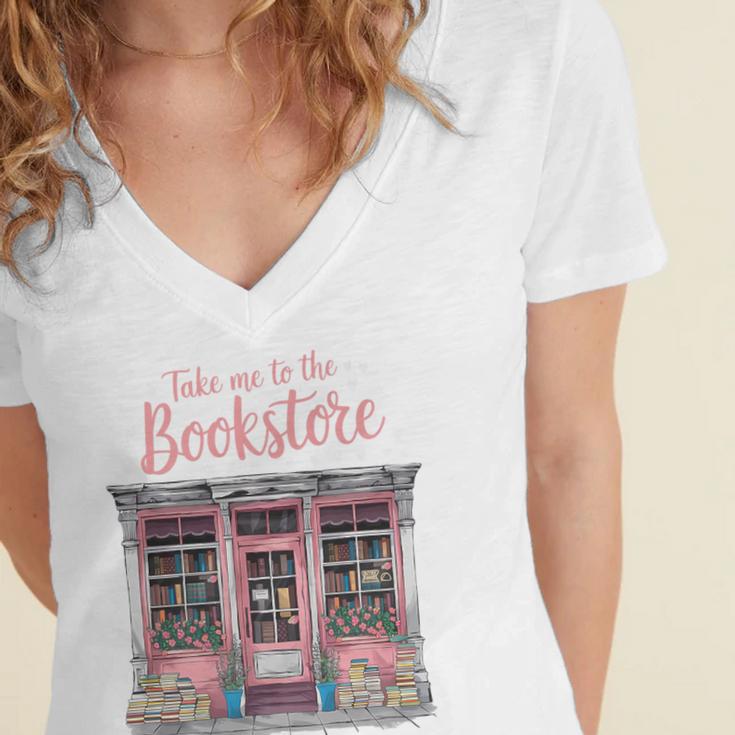 Take Me To The Book Store Librarians Valentine's Day Premium Women's Jersey Short Sleeve Deep V-Neck Tshirt