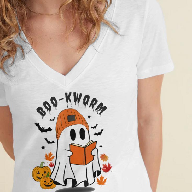 Book Worm Halloween Costume For Book Lovers Women's Jersey Short Sleeve Deep V-Neck Tshirt Book Worm Halloween Costume For Book Lovers Women's Jersey Short Sleeve Deep V-Neck Tshirt