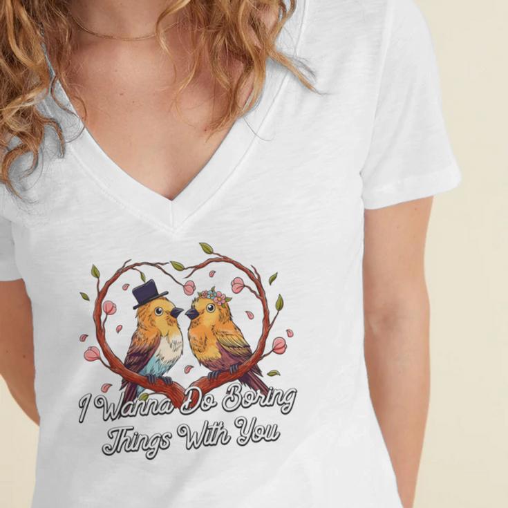 Do Boring Things With You Introvert Couples Antisocial Women's Jersey Short Sleeve Deep V-Neck Tshirt Do Boring Things With You Introvert Couples Antisocial Women's Jersey Short Sleeve Deep V-Neck Tshirt
