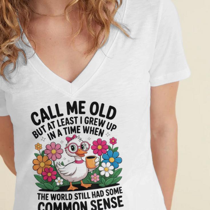 Call Me Old Seniors Nostalgia Retro Humor Casual Women's Jersey Short Sleeve Deep V-Neck Tshirt