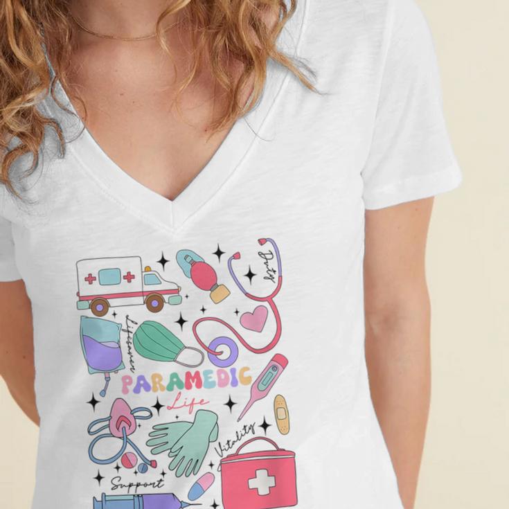 Can’t Talk Right Now Doing Paramedic Nurse Graduation Women's Jersey Short Sleeve Deep V-Neck Tshirt