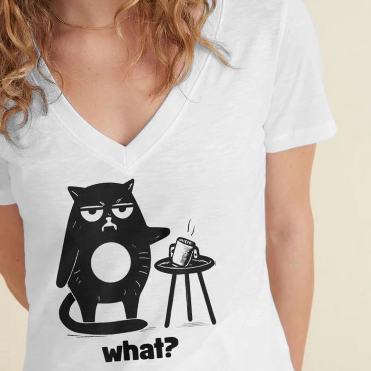 Cat What Humor Introvert Anti-Social Women's Jersey Short Sleeve Deep V-Neck Tshirt Cat What Humor Introvert Anti-Social Women's Jersey Short Sleeve Deep V-Neck Tshirt