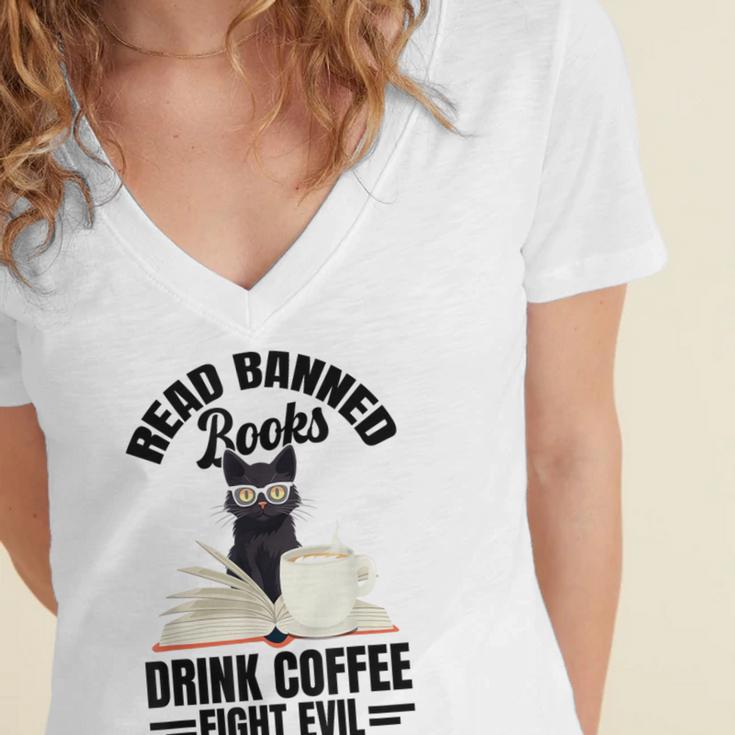 Cat I Read Banned Books Shirt Bookworm Avid Reader For Men Women Kids Women's Jersey Short Sleeve Deep V-Neck Tshirt Cat I Read Banned Books Shirt Bookworm Avid Reader For Men Women Kids Women's Jersey Short Sleeve Deep V-Neck Tshirt