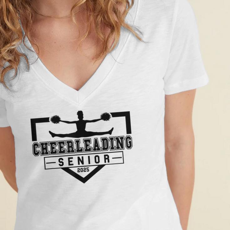 Cheerleading Senior Night Cheer Senior 2025 Graduation 30 Women's Jersey Short Sleeve Deep V-Neck Tshirt