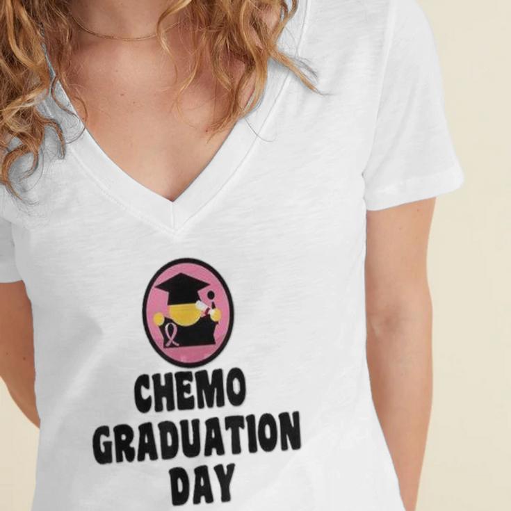 Chemo Graduation Day Victory Support Shirt Women's Jersey Short Sleeve Deep V-Neck Tshirt