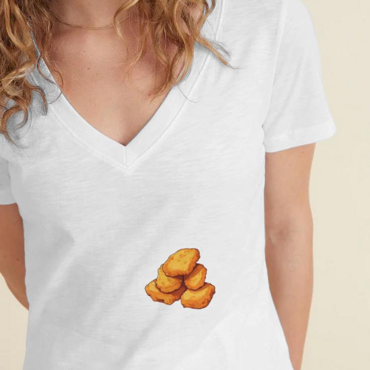 Chicken Nugget Saying Introvert Nuggie Foodie Food Women's Jersey Short Sleeve Deep V-Neck Tshirt Chicken Nugget Saying Introvert Nuggie Foodie Food Women's Jersey Short Sleeve Deep V-Neck Tshirt