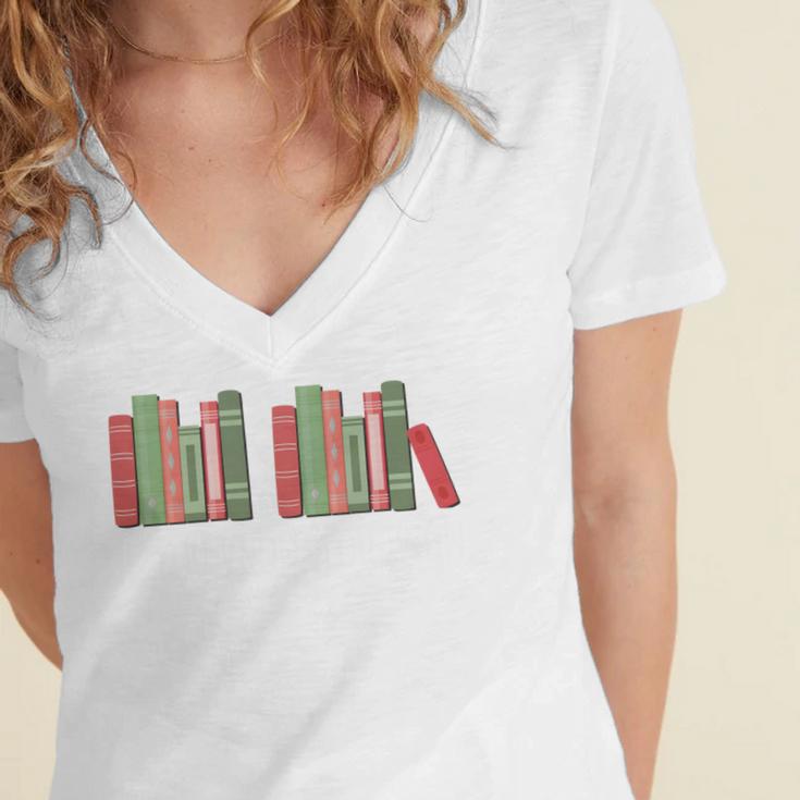 Christmas Book 67 If You Know You Know 67 Meme Teacher Women's Jersey Short Sleeve Deep V-Neck Tshirt