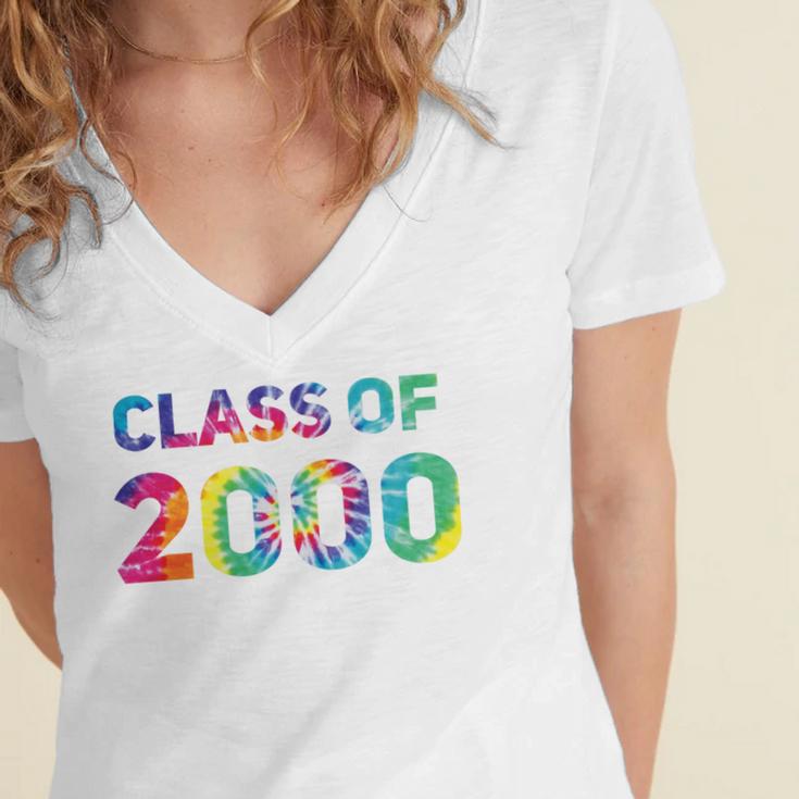 Class Of 2000 School Reunion College Highschool Graduation Premium Tri-Blend Women's Jersey Short Sleeve Deep V-Neck Tshirt