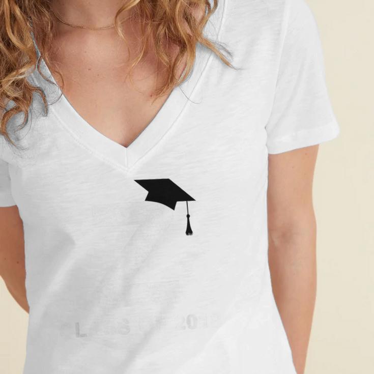Class Of 2018 Last Name Letter Z Graduation Women's Jersey Short Sleeve Deep V-Neck Tshirt