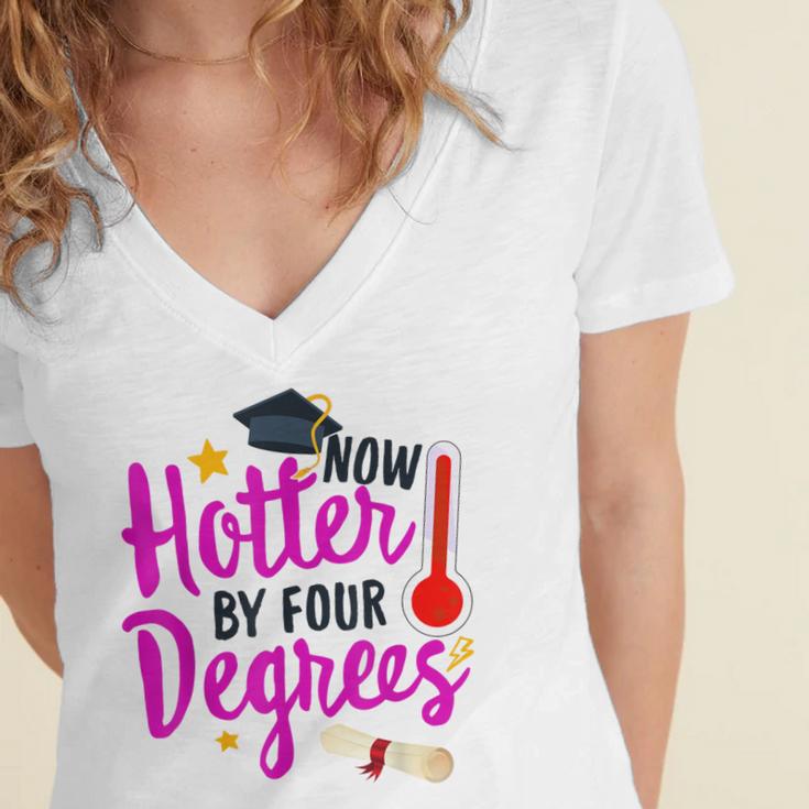 Class Of 2022 Four Degrees Hotter Graduation Day Master Grad Women's Jersey Short Sleeve Deep V-Neck Tshirt